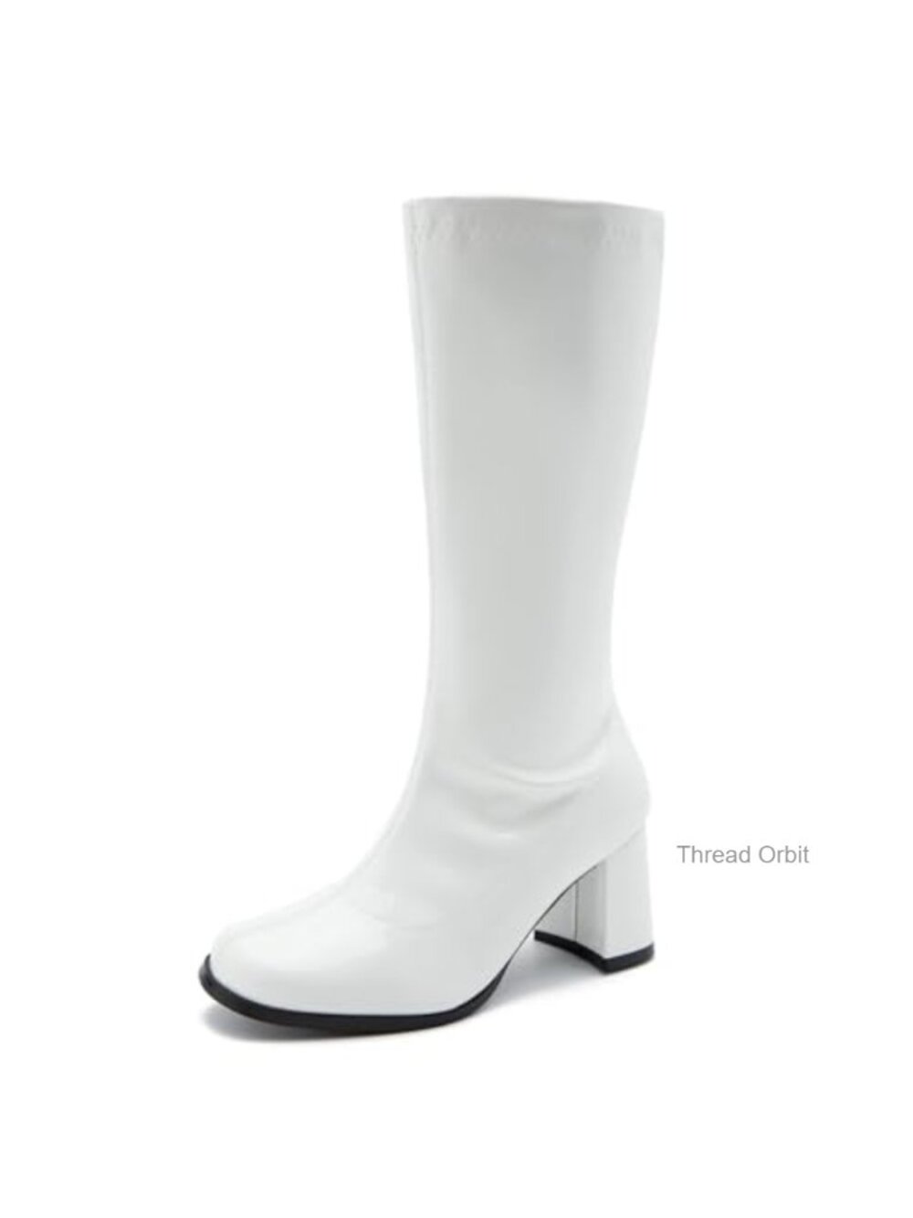 Knee High Go-Go Boots PU Leather Block Heel Zipper Party Shoes